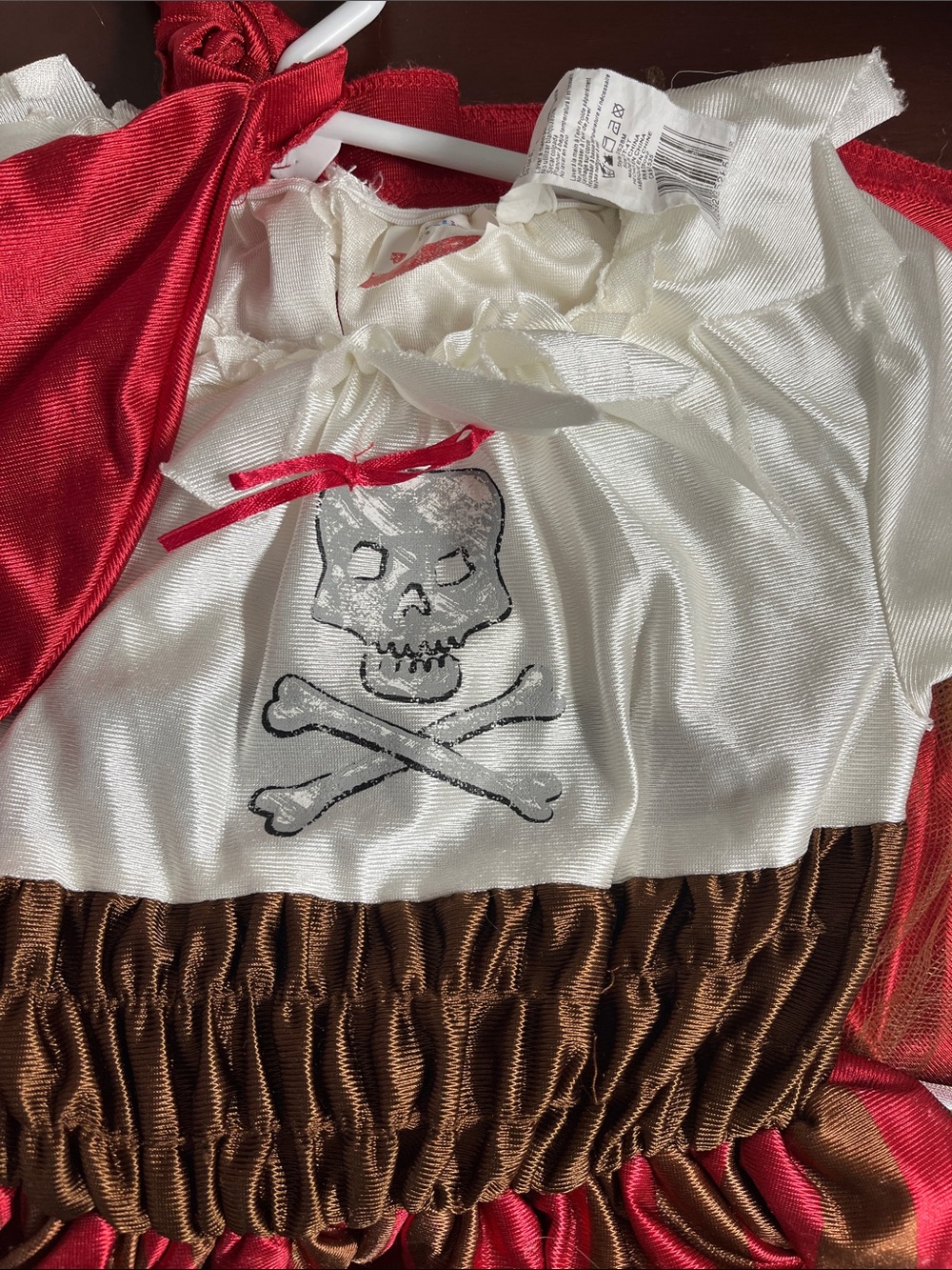 Kids Red and Cream Pirate Dress Costume with Headscarf - Picture 2 of 4